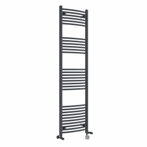 Fjord 1800 x 500mm Dual Fuel Curved Anthracite Thermostatic Electric Heated Towel Rail