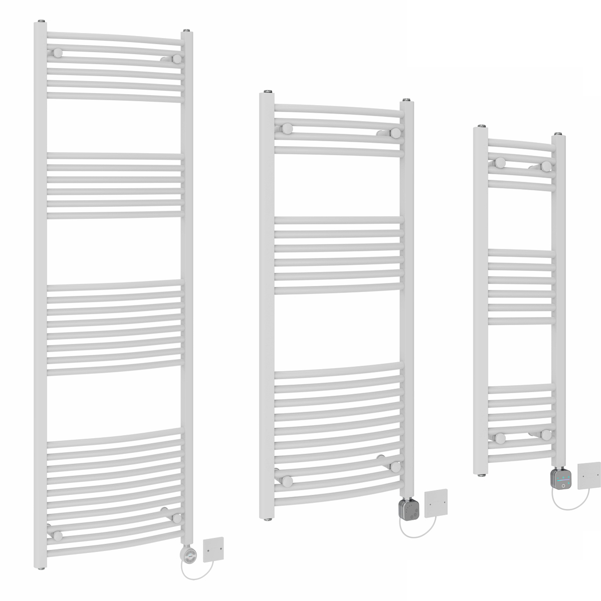 Fjord - Curved White Electric Heated Towel Rail - Choice of Size and Element