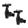 Traditional Angled Cross Head Radiator Valves - Black
