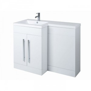 Calm White Left Hand Combination Vanity Unit Set (No Concealed Cistern & No Toilet) - 1100mm