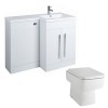 Calm White Right Hand Combination Vanity Unit Basin L Shape with Back to Wall Boston Toilet & Soft Close Seat & Concealed Cistern - 1100mm