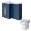 Calm Matt Blue Left Hand Combination Vanity Unit Basin L Shape with Back to Wall Calgary Toilet & Soft Close Seat & Concealed Cistern - 1100mm