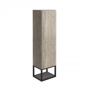 Reid Wall Mounted Storage Unit with Black Frame and Shelf - Rustic Oak