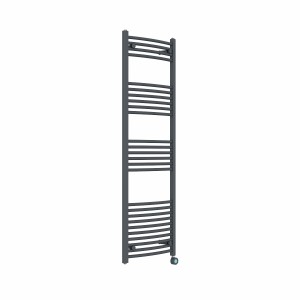 Fjord 1600 x 500mm Curved Anthracite Thermostatic Touch Control Electric Heated Towel Rail