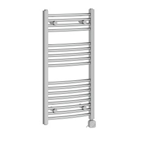 Fjord 900 x 450mm Curved Chrome Thermostatic Electric Heated Towel Rail