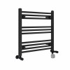 Bergen 600 x 600mm Dual Fuel Straight Black Thermostatic Electric Heated Towel Rail