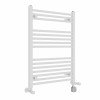 Bergen 800 x 600mm Dual Fuel Straight White Thermostatic Electric Heated Towel Rail