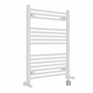 Bergen 800 x 600mm Dual Fuel Straight White Thermostatic Electric Heated Towel Rail
