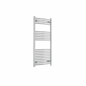 Fjord 1200 x 600mm Curved Chrome Prefilled Electric Heated Towel Rail