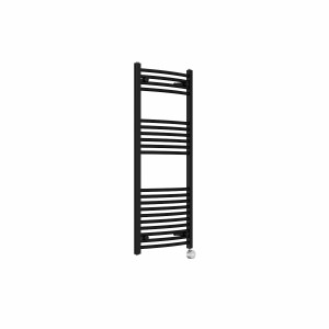 Fjord 1200 x 500mm Curved Black Thermostatic Touch Control Electric Heated Towel Rail