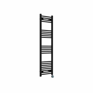 Bergen 1400 x 400mm Straight Black Thermostatic Touch Control Electric Heated Towel Rail