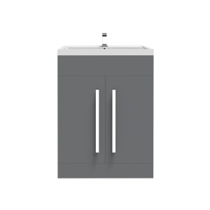 Calm Gloss Grey White 600mm Freestanding Vanity Unit & Basin