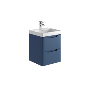 Acton 500mm Wall Hung Vanity Unit & White Basin - Blue