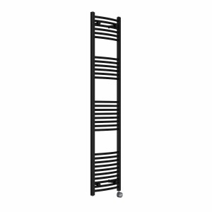 Fjord 1800 x 400mm Curved Black Thermostatic Touch Control Electric Heated Towel Rail