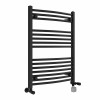 Fjord 800 x 600mm Dual Fuel Curved Black Thermostatic Electric Heated Towel Rail