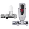 Designer Radiator 15mm Thermostatic Manual White & Chrome Straight Valve Pack