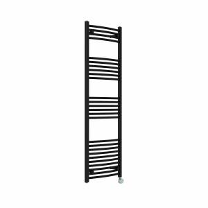 Fjord 1600 x 500mm Curved Black Thermostatic Touch Control Wifi Electric Heated Towel Rail
