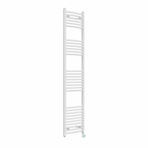 Fjord 1800 x 400mm Curved White Thermostatic Touch Control Electric Heated Towel Rail