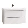800mm Gloss White 2 Drawer Wall Hung Vanity Unit with Basin