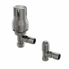 15mm Angled Thermostatic Radiator Valve and Lockshield Pack - Satin Nickel