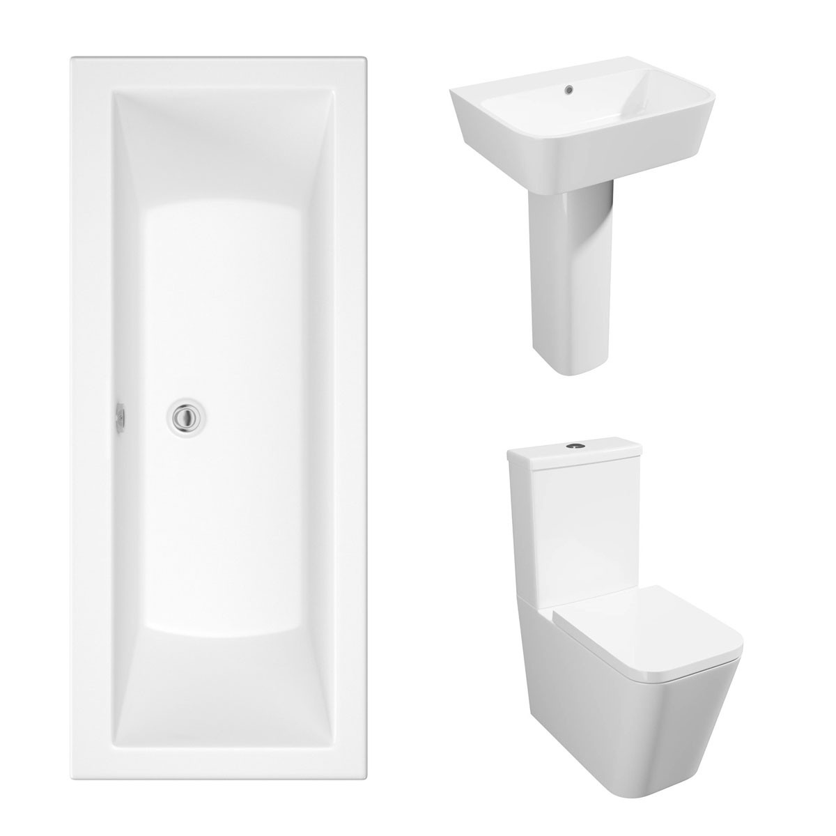 Cordoba Square Modern Bathroom Suite with Double Ended Bath - 1700 x 700mm