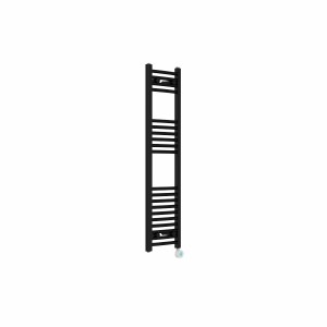Fjord 1200 x 300mm Curved Black Thermostatic Touch Control Electric Heated Towel Rail