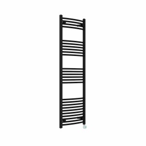 Fjord 1600 x 500mm Curved Black Thermostatic Touch Control Wifi Electric Heated Towel Rail