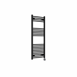 Fjord 1200 x 500mm Curved Black Thermostatic Touch Control Electric Heated Towel Rail