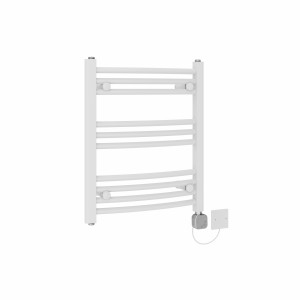 Fjord 600 x 500mm Curved White HEC Thermostatic Electric Heated Towel Rail