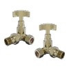 Traditional Corner Cross Head Radiator Valves - Brushed Brass