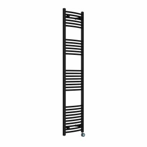 Fjord 1800 x 400mm Curved Black Thermostatic Touch Control Electric Heated Towel Rail