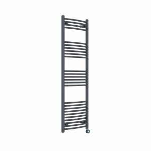 Fjord 1600 x 500mm Curved Anthracite Thermostatic Touch Control Wifi Electric Heated Towel Rail