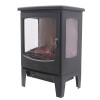 Vruc Turin - Electric Fireplace Black Stove Free Standing Flame Effect - 1800W