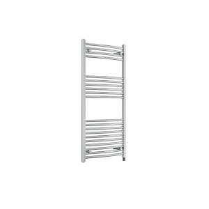 Fjord 1200 x 600mm Curved Chrome Prefilled Electric Heated Towel Rail