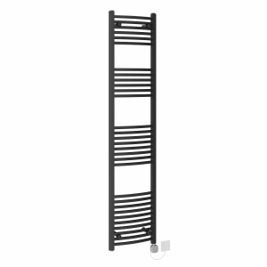 Fjord 1800 x 400mm Curved Black HEC Thermostatic Electric Heated Towel Rail