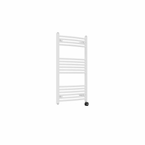 Fjord 1000 x 600mm Curved White Thermostatic Touch Control Electric Heated Towel Rail