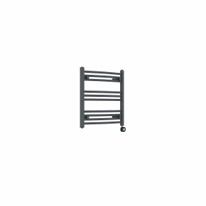 Fjord 600 x 600mm Curved Anthracite Thermostatic Touch Control Electric Heated Towel Rail