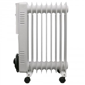 Garmo 600 x 400mm White Portable 9 Fin Oil Filled Electric Radiator - 2000W