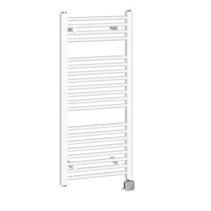 Bergen 970 x 450mm Straight White Thermostatic Electric Heated Towel Rail