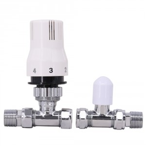 15mm Straight Thermostatic Radiator Valve and Lockshield Pack