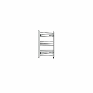 Fjord 600 x 500mm Curved Chrome Prefilled Electric Heated Towel Rail