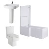 Boston Modern Bathroom Suite with L-Shape Shower Bath - Choice of Sizes