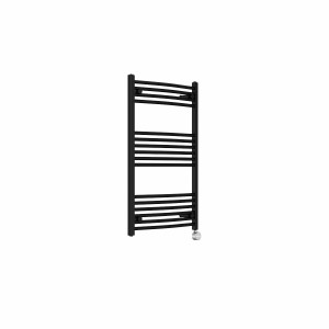 Fjord 1000 x 600mm Curved Black Thermostatic Touch Control Electric Heated Towel Rail