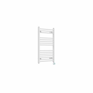Bergen 800 x 500mm Straight White Thermostatic Touch Control Electric Heated Towel Rail