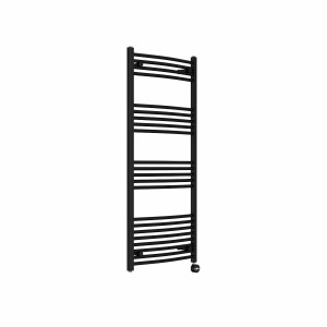 Fjord 1400 x 600mm Curved Black Thermostatic Touch Control Electric Heated Towel Rail