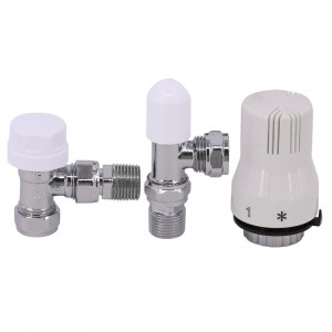15mm Angled Thermostatic Radiator Valve and Lockshield Pack