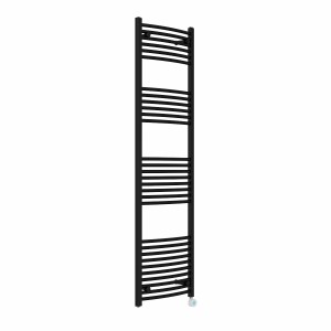 Fjord 1800 x 500mm Curved Black Thermostatic Touch Control Electric Heated Towel Rail