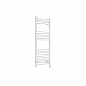 Fjord 1200 x 500mm Curved White Thermostatic Touch Control Electric Heated Towel Rail
