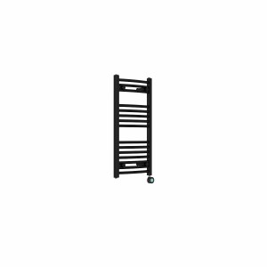 Fjord 800 x 400mm Curved Black Thermostatic Touch Control Electric Heated Towel Rail