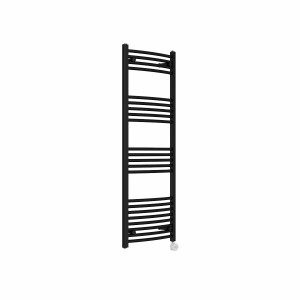 Fjord 1400 x 500mm Curved Black Thermostatic Touch Control Electric Heated Towel Rail
